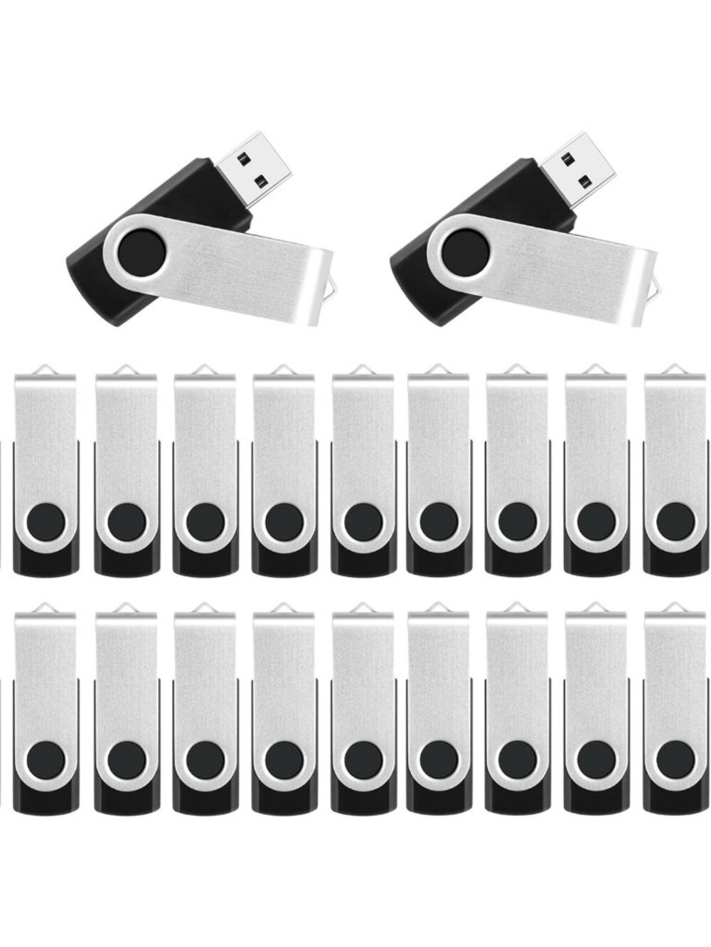 20 Pack 8GB USB Flash Drives with LED Indicator, Swivel Memory Stick for Data